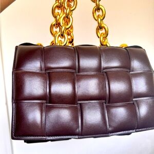 Elegant  🔥Bottega Veneta Chain Cassette ChocolatePadded Intreccio Leather